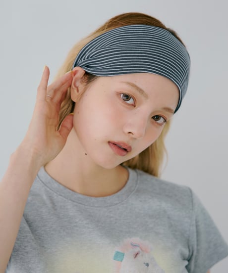 Border Wide Headband（Navy）