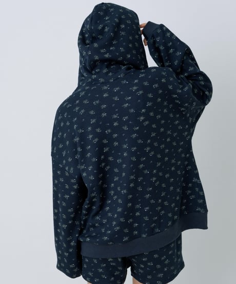Floral print waffle shorts (Navy)
