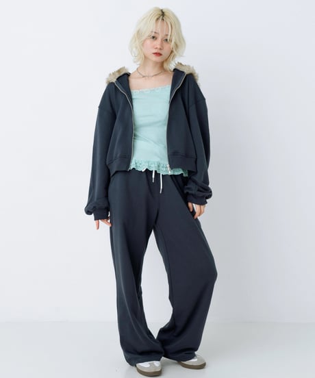 Double waist sweat pants (Navy)