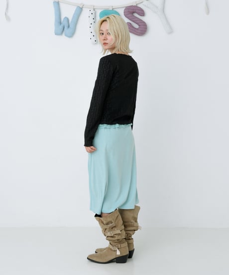 Lace trim midi skirt(mint)