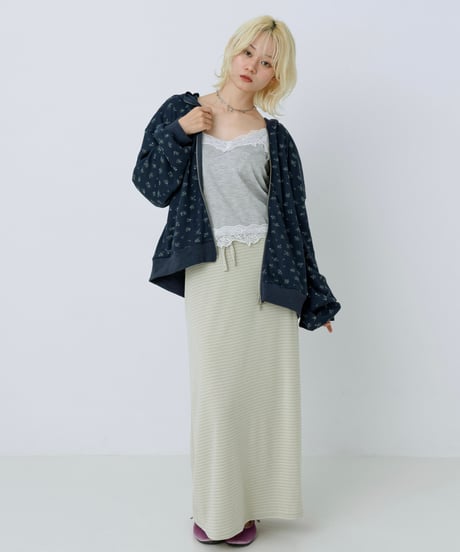Border maxi skirt（Lime）