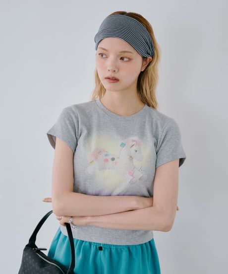 Little Pony Printed Baby Tee（gray）