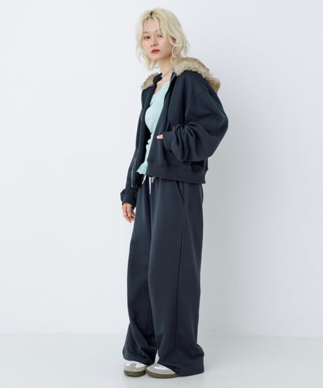 Double waist sweat pants (Navy)