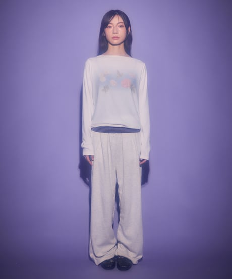 Dreamy watercolor flower knit top（White）