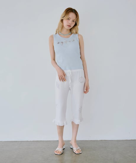 Shell Print Rib Tank Top（Blue）