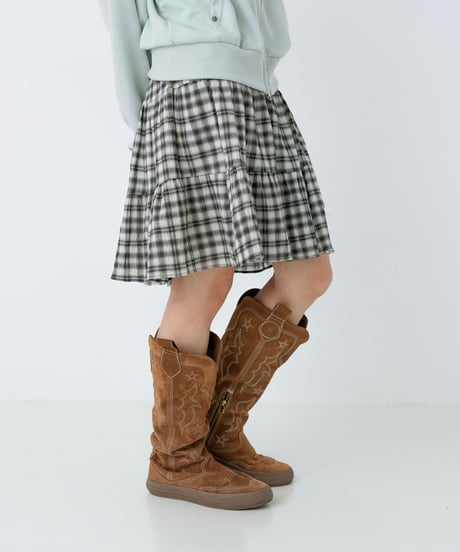 Check tiered maxi skirt