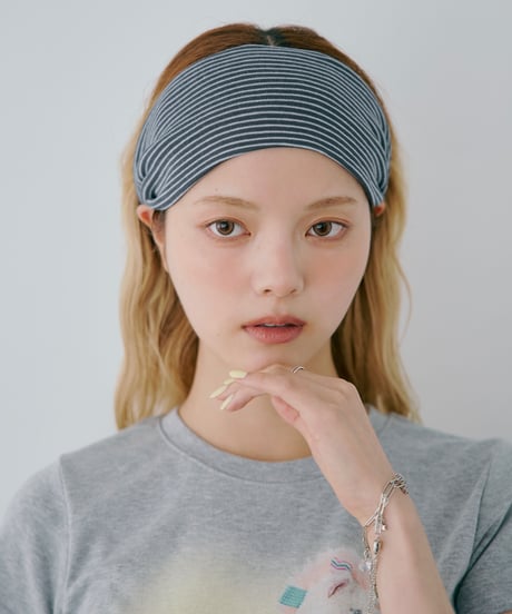 Border Wide Headband（Navy）