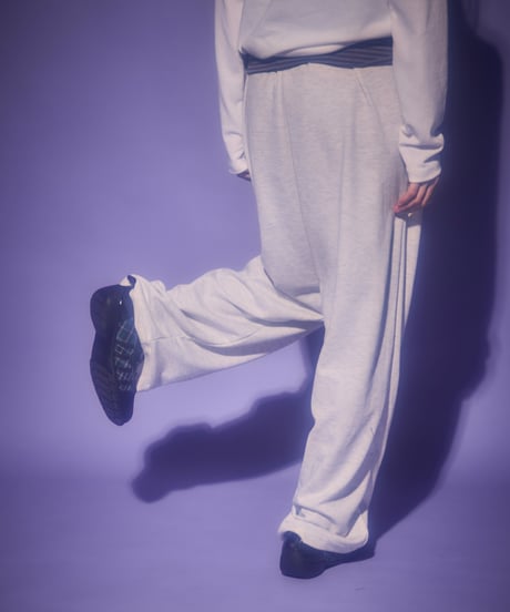 Border foldover wide sweat pants