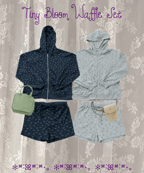 Floral print zip-up hoodie(Gray)