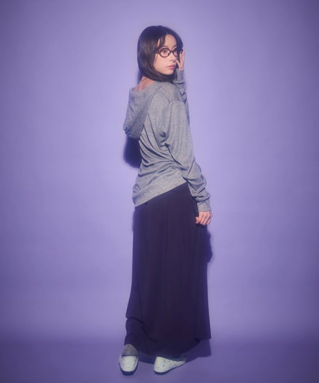 Loose fit hooded cardigan (Gray)
