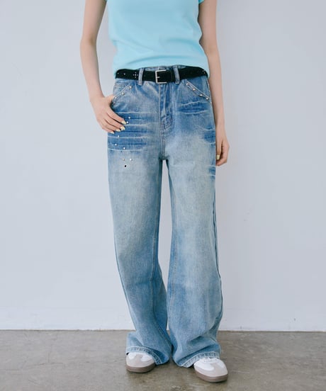 Studded Wide Leg Jeans