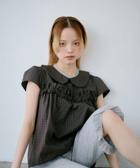 2-Way Check Frill Blouse