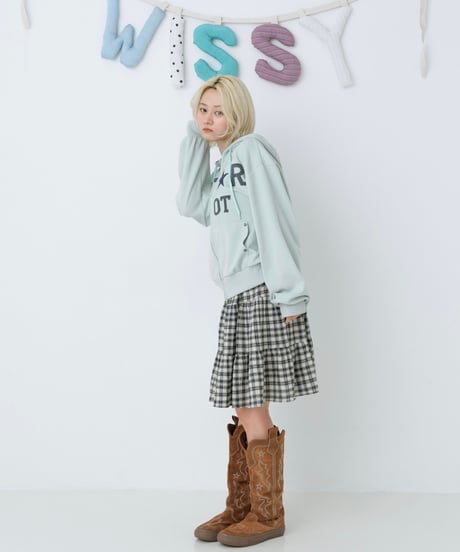 Check tiered maxi skirt