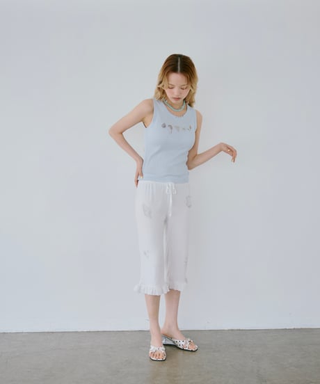 Shell Print Rib Tank Top（Blue）