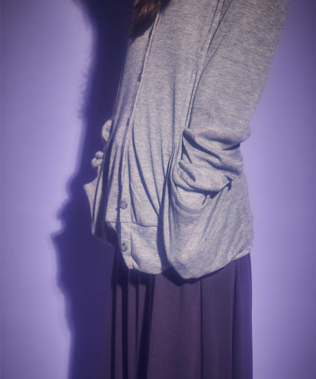 Loose fit hooded cardigan (Gray)
