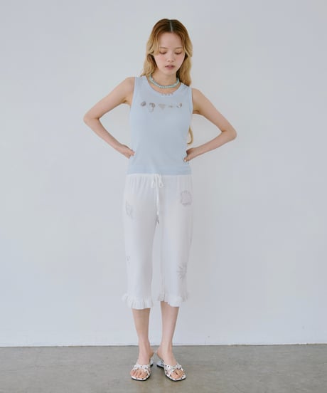 Shell Print Rib Tank Top（Blue）