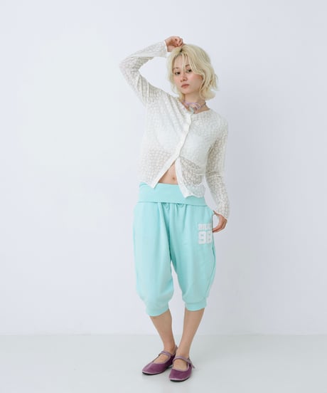 Logo cropped sweat pants（Mint）
