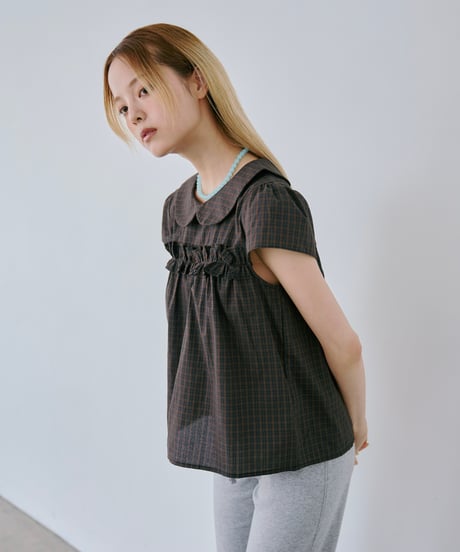 2-Way Check Frill Blouse