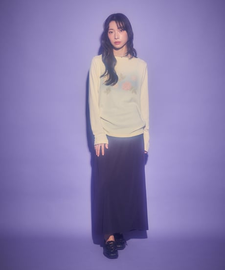 Fold over waist long skirt