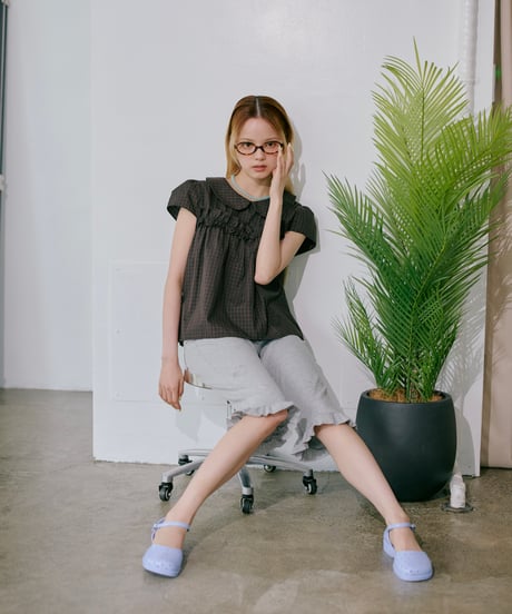 2-Way Check Frill Blouse