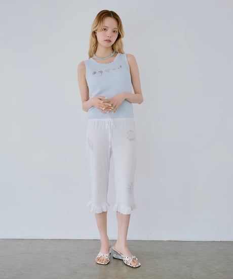 Shell Print Rib Tank Top（Blue）