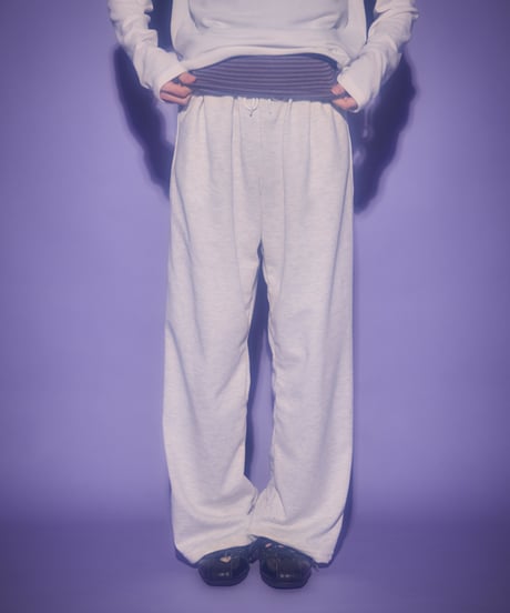 Border foldover wide sweat pants