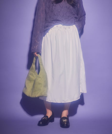 Button detail gathered skirt