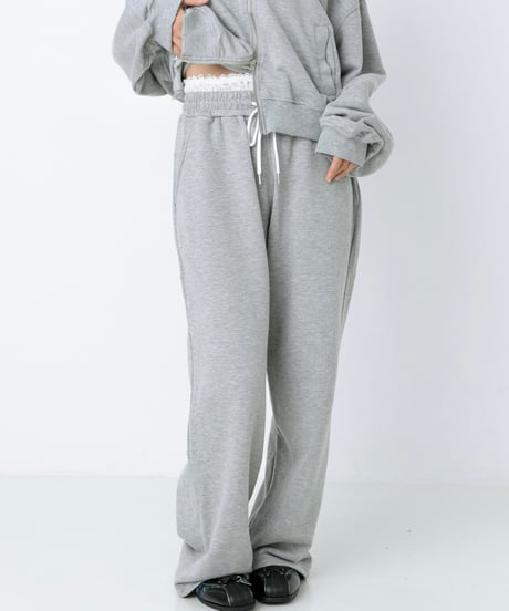 Double waist sweat pants (Gray)