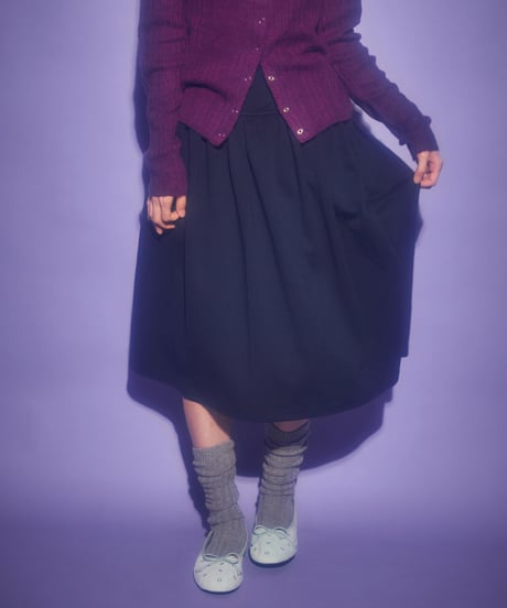Soft pleated button midi skirt