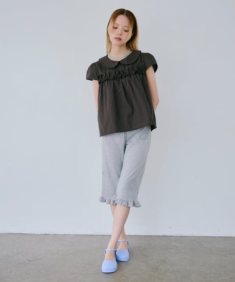 2-Way Check Frill Blouse
