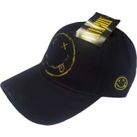 【公式新品】NIRVANA - HAPPY FACE BASEBALL CAP BLACK (Distressed) UNISEX  ニルヴァーナ グッズ 帽子