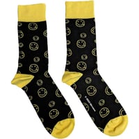 【公式新品】NIRVANA - OUTLINE HAPPY FACES BLACK ANKLE SOCKS (UK SIZE 7-11) ニルヴァーナ グッズ