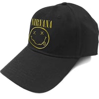 【公式新品】NIRVANA - LOGO & HAPPY FACE BASEBALL CAP BLACK UNISEX SNAPBACK ニルヴァーナ グッズ 帽子
