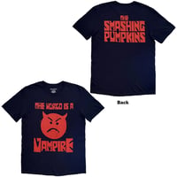【公式新品】THE SMASHING PUMPKINS - RED FACE VAMPIRE NAVY BLUE (Back Print)スマッシングパンプキンズTシャツ