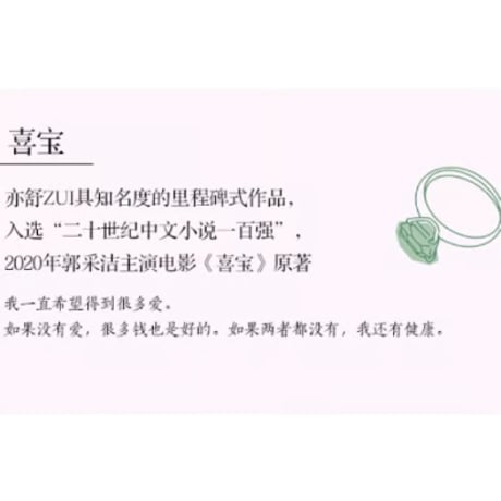 【小説】喜宝     著：亦舒
