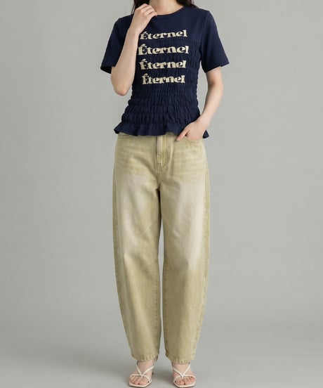 アシメフロントバレルデニムパンツ