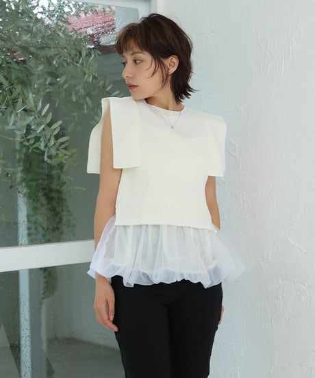 【WEB限定】チュールレイヤードニットトップス