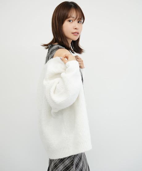 モヘア起毛ニットカーディガン