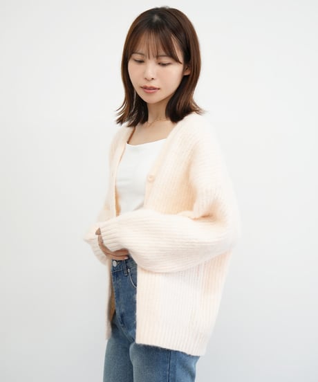 モヘア起毛ニットカーディガン