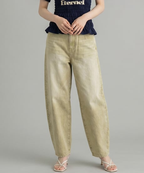 アシメフロントバレルデニムパンツ