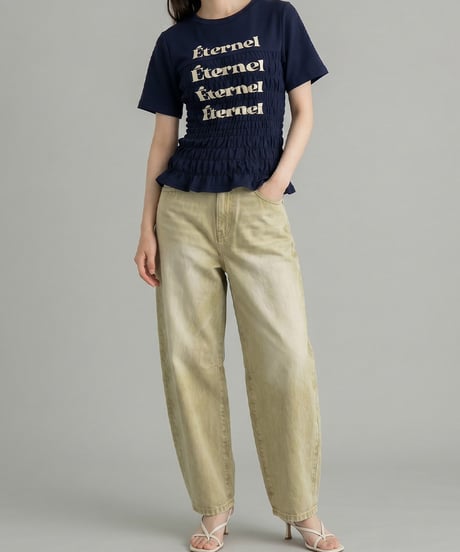 アシメフロントバレルデニムパンツ