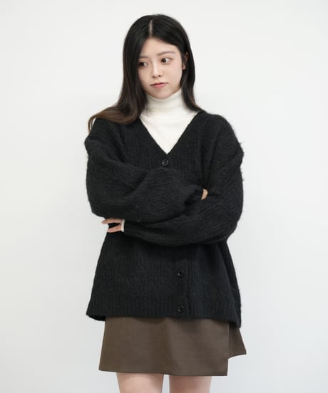 モヘア起毛ニットカーディガン