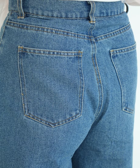 レースヘムワイドデニムパンツ