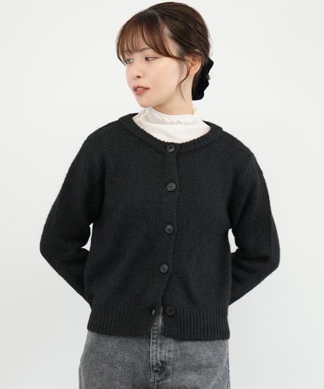 袖レースニットカーディガン