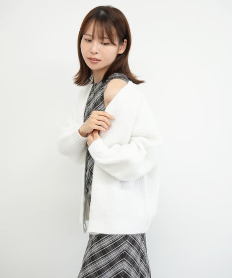 モヘア起毛ニットカーディガン