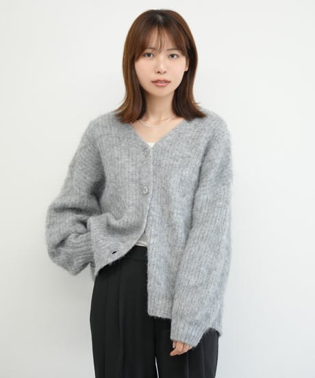 モヘア起毛ニットカーディガン