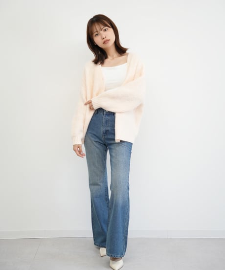 モヘア起毛ニットカーディガン