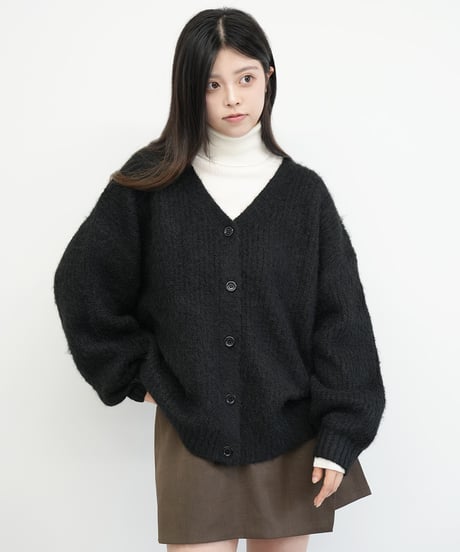モヘア起毛ニットカーディガン