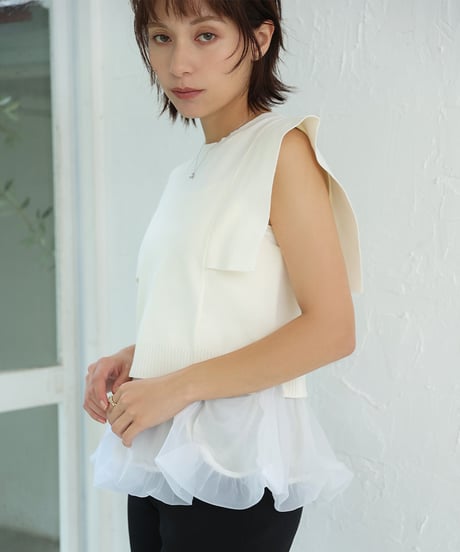 【WEB限定】チュールレイヤードニットトップス