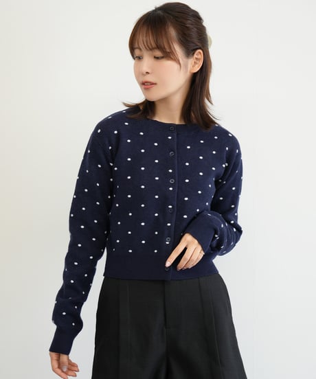 ポルカドット柄カーディガン